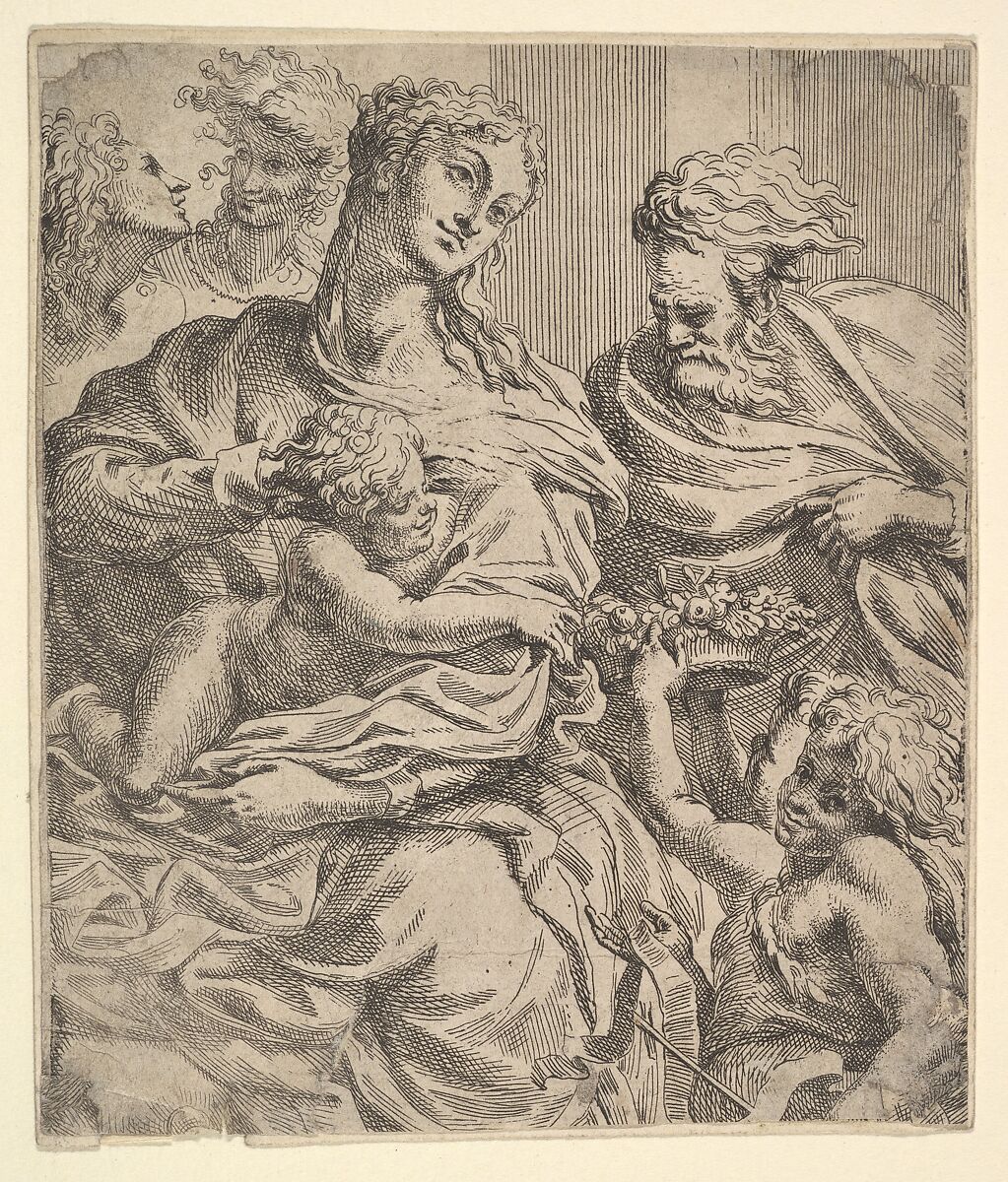 Holy Family, Anonymous, Italian, 17th century, Etching 