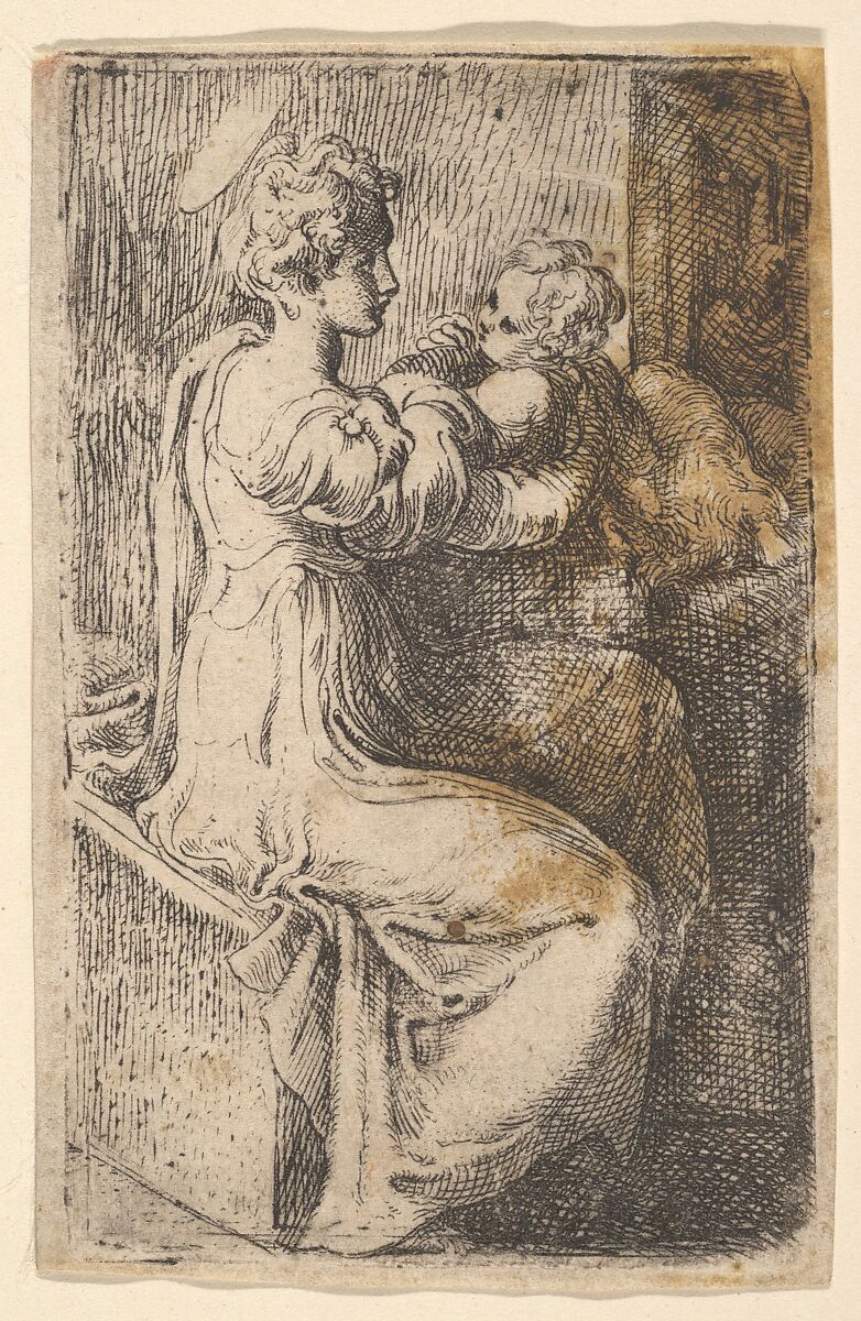 Virgin and Child, Parmigianino (Girolamo Francesco Maria Mazzola) (Italian, Parma 1503–1540 Casalmaggiore), Etching; first state of two 