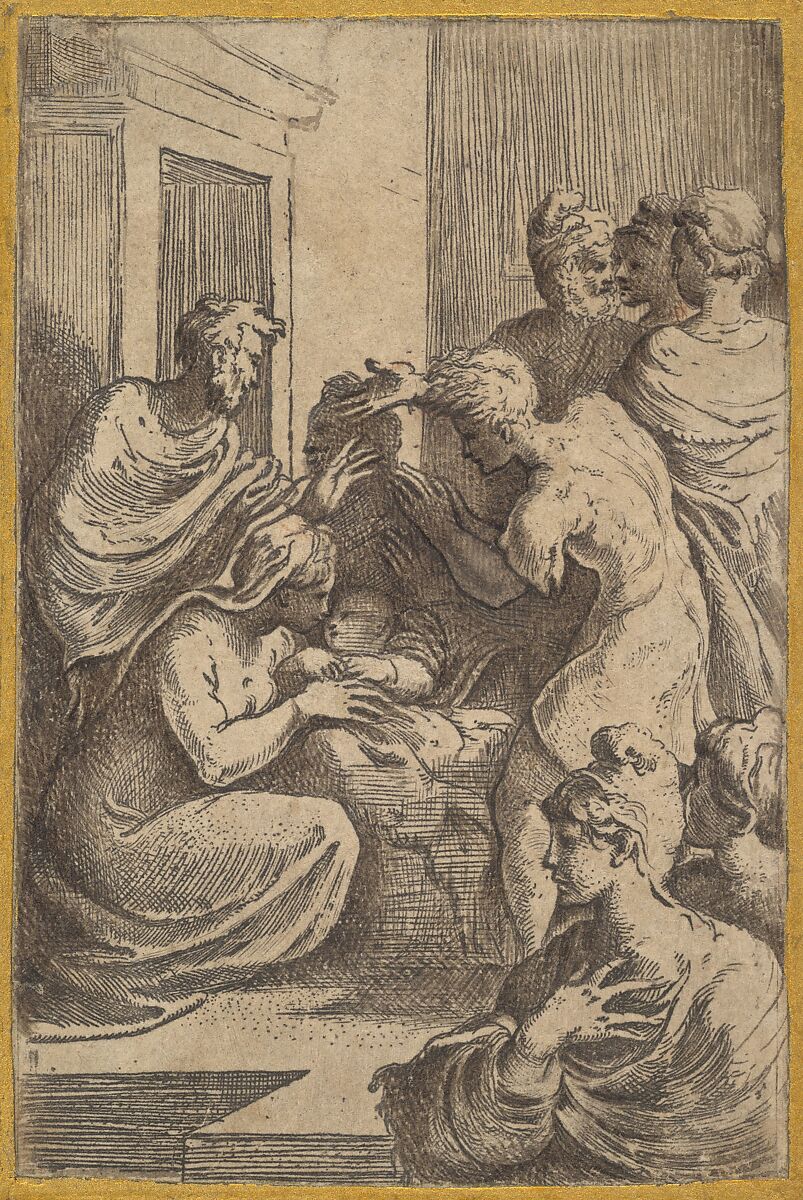 The Nativity, Parmigianino (Girolamo Francesco Maria Mazzola) (Italian, Parma 1503–1540 Casalmaggiore), Etching (touched up with wash) 