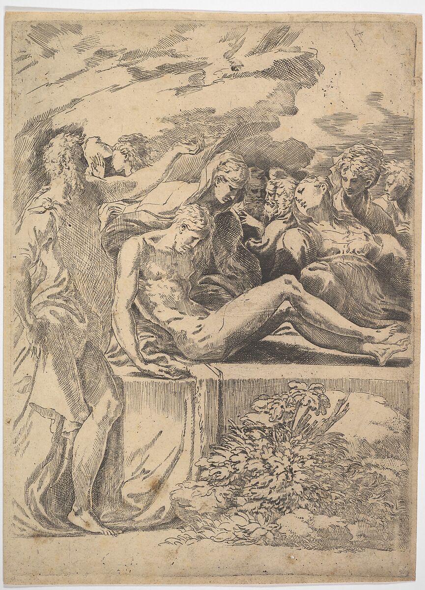 Entombment, Parmigianino (Girolamo Francesco Maria Mazzola) (Italian, Parma 1503–1540 Casalmaggiore), Etching 