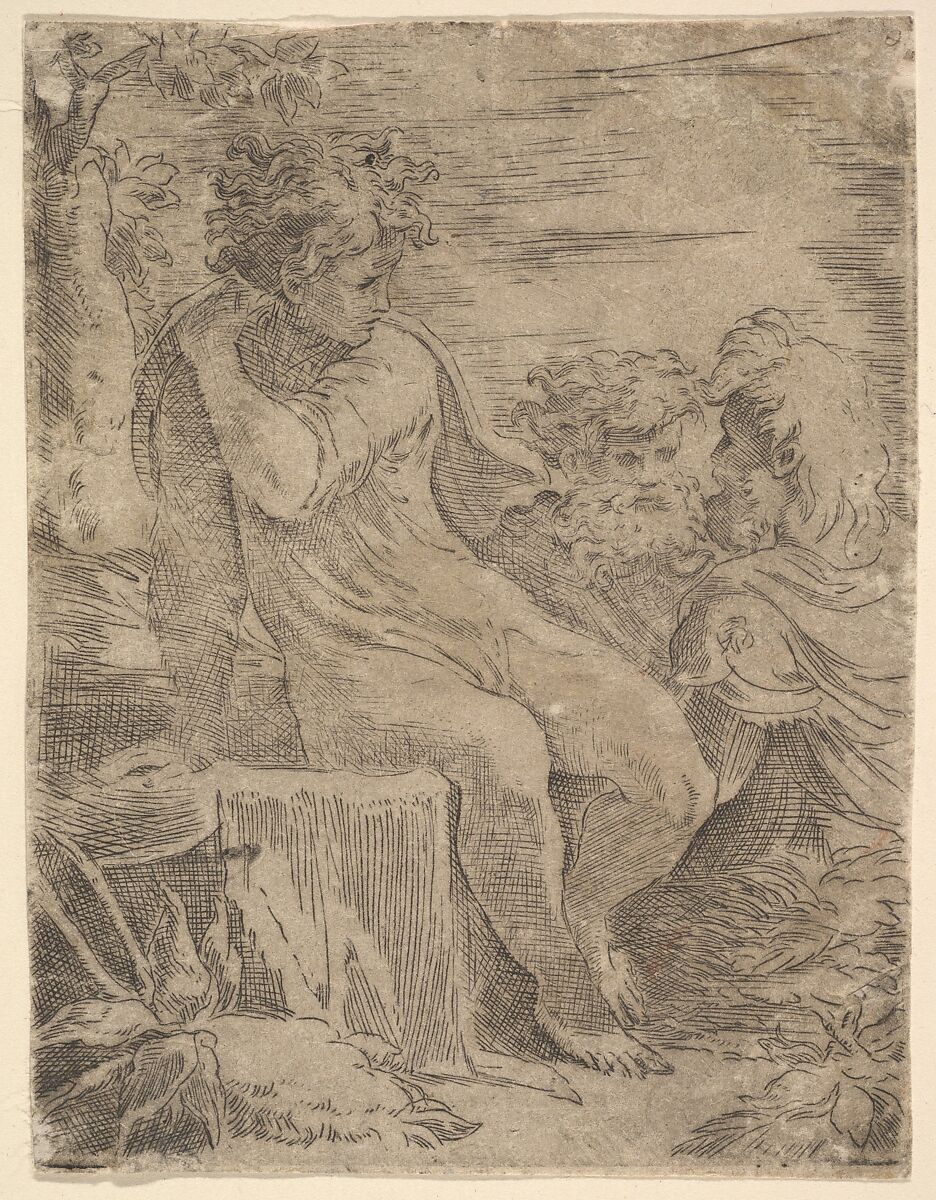 Youth with two old Men, Anonymous, Italian, 16th century, Etching 