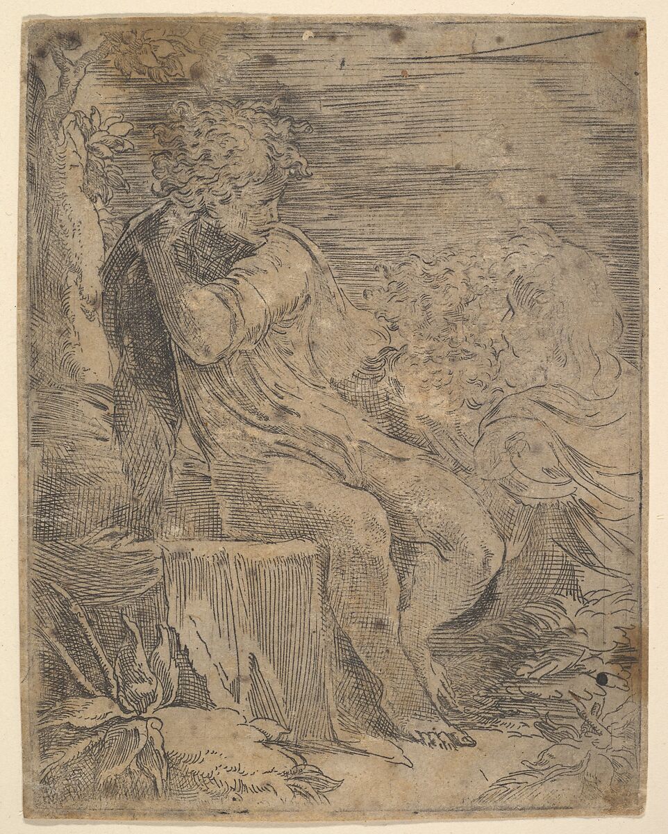 Youth with two old Men, Anonymous, Italian, 16th century, Etching 