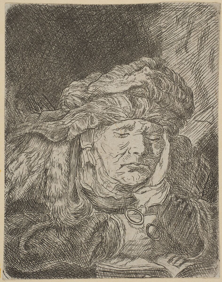 Old Woman Sleeping (copy), After Rembrandt (Rembrandt van Rijn) (Dutch, Leiden 1606–1669 Amsterdam), Etching 