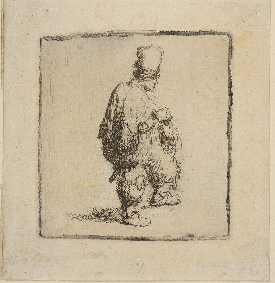 Polander Standing with Arms Folded, Rembrandt (Rembrandt van Rijn) (Dutch, Leiden 1606–1669 Amsterdam), Etching 