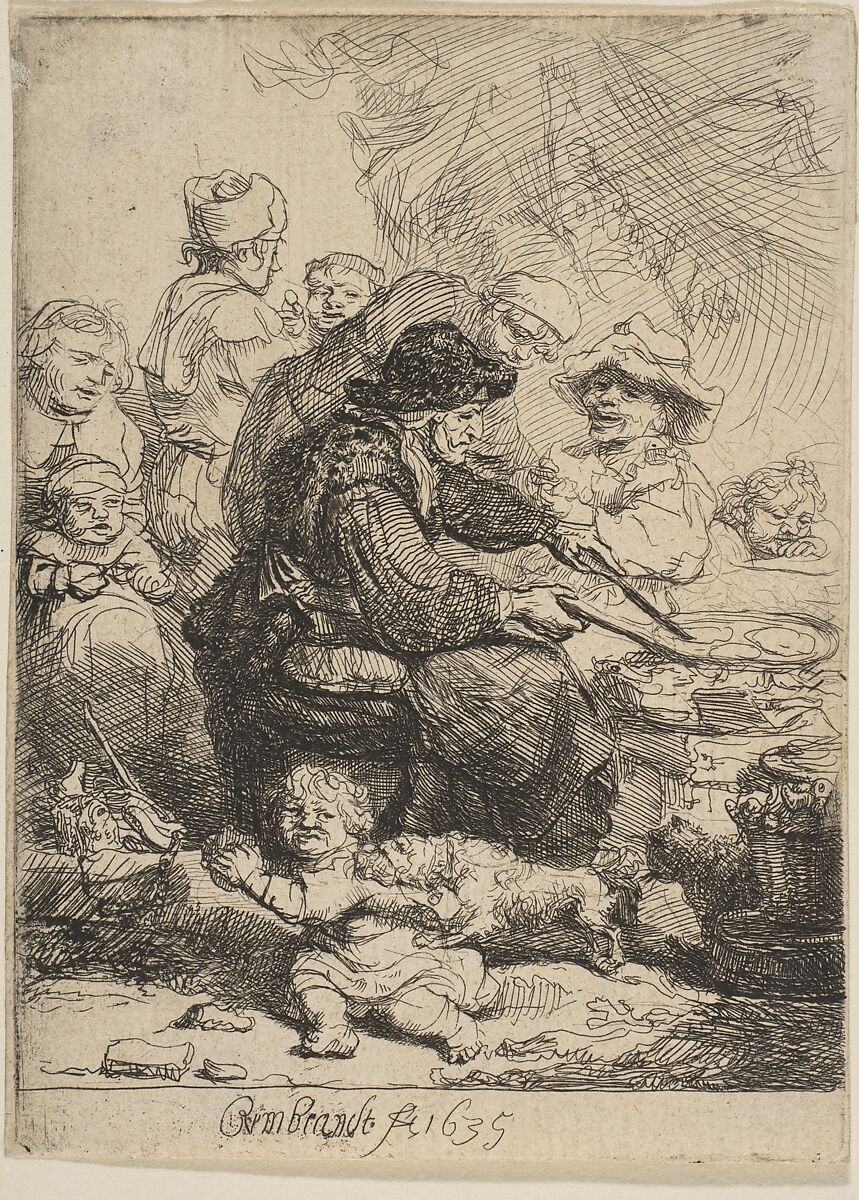 The Pancake Woman, Rembrandt (Rembrandt van Rijn) (Dutch, Leiden 1606–1669 Amsterdam), Etching 