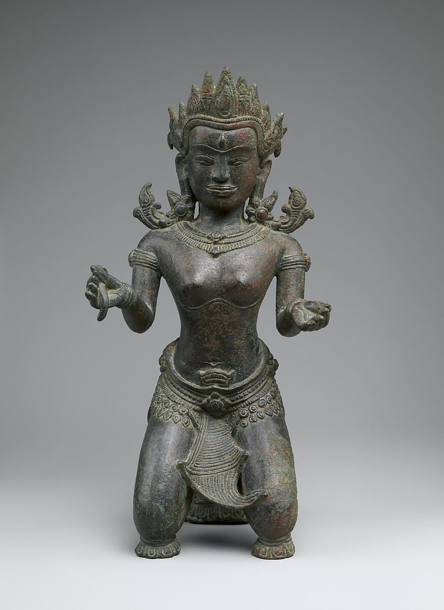 Kneeling Female Deity, Bronze, Cambodia 