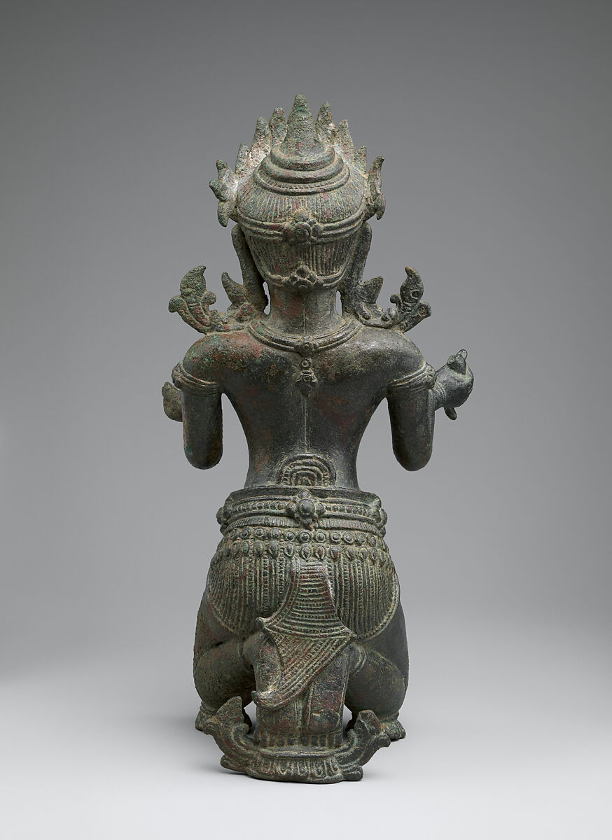 Kneeling Female Deity, Bronze, Cambodia or Thailand