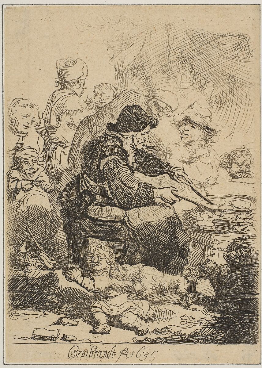 The Pancake Woman, Rembrandt (Rembrandt van Rijn) (Dutch, Leiden 1606–1669 Amsterdam), Etching 