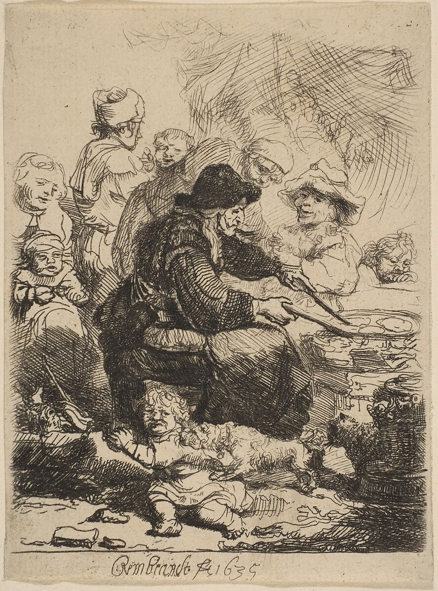 The Pancake Woman, Rembrandt (Rembrandt van Rijn) (Dutch, Leiden 1606–1669 Amsterdam), Etching 