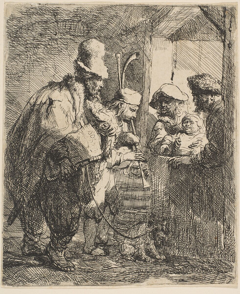 The Strolling Musicians, Rembrandt (Rembrandt van Rijn) (Dutch, Leiden 1606–1669 Amsterdam), Etching 