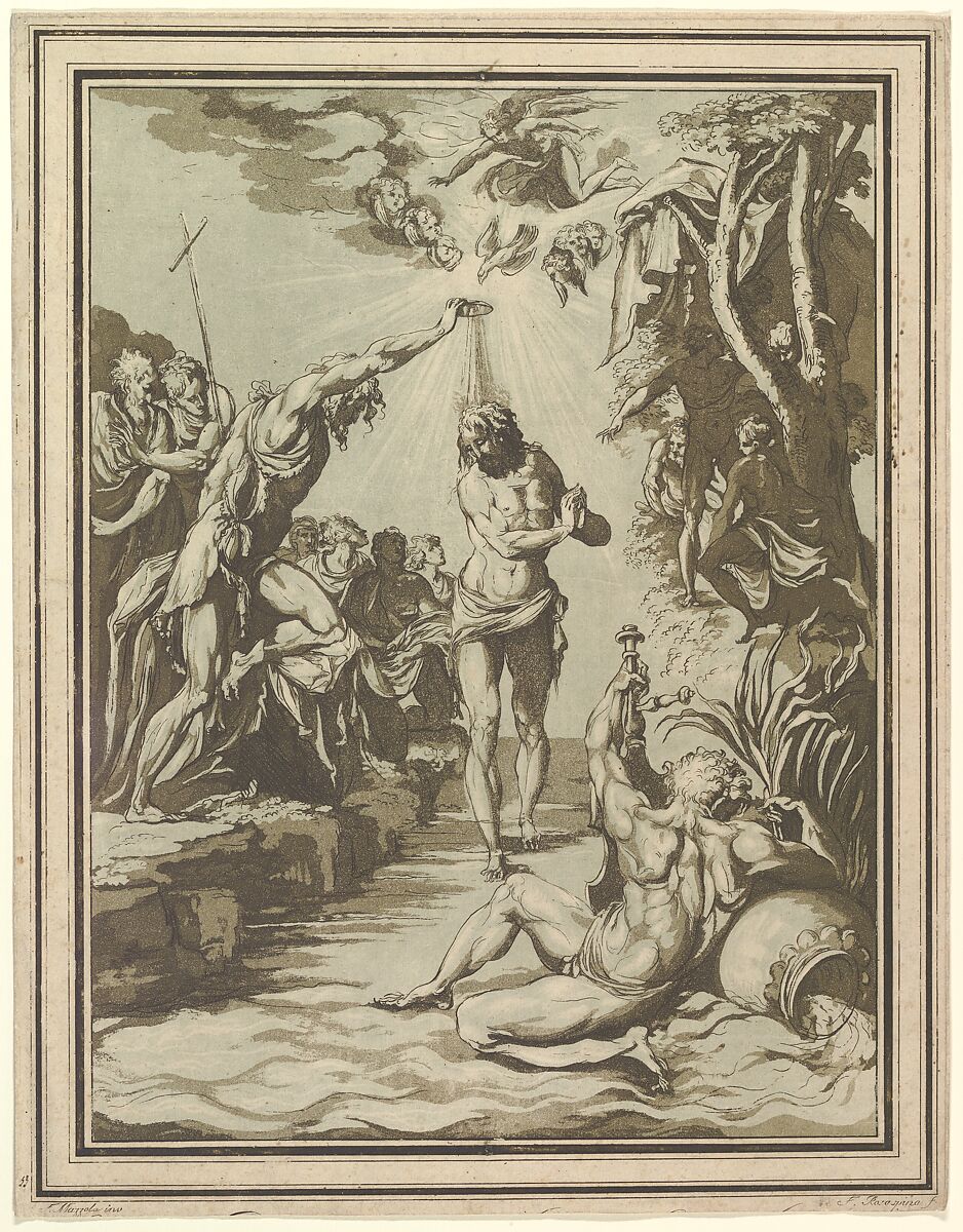 Baptism of Christ, Francesco Rosaspina (Italian, Montescudo 1762–1841 Bologna), Etching and aquatint 