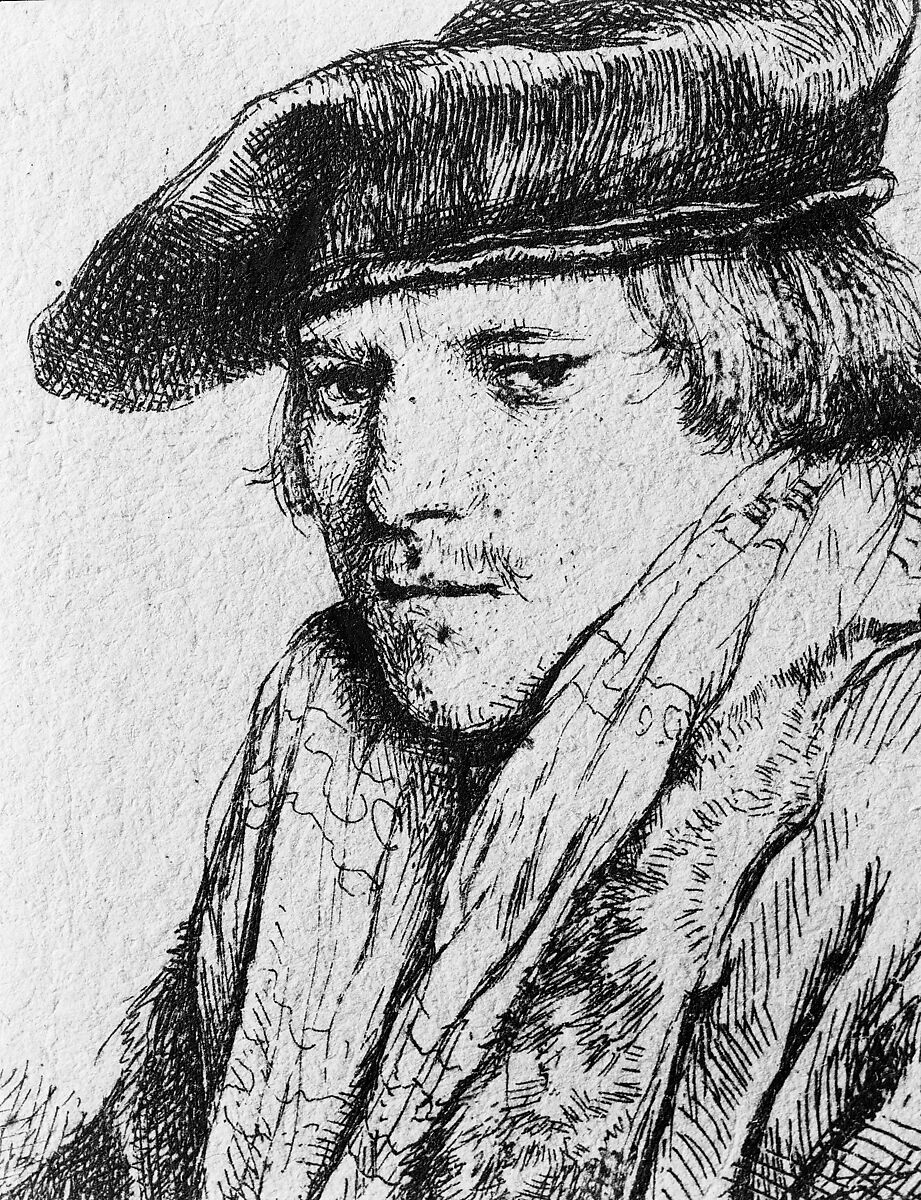 Young Man in a Velvet Cap (Ferdinand Bol), Rembrandt (Rembrandt van Rijn) (Dutch, Leiden 1606–1669 Amsterdam), Etching