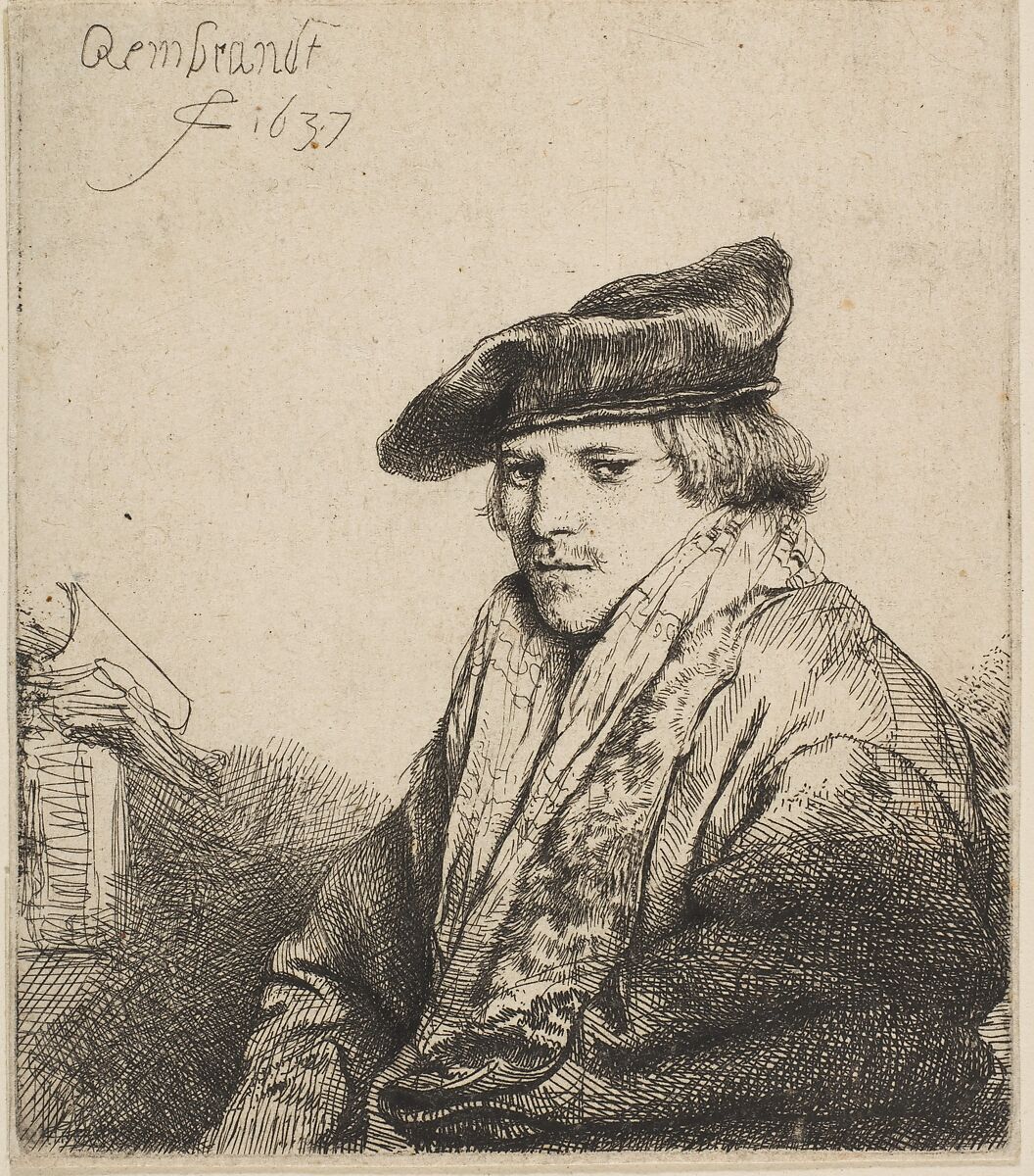 Young Man in a Velvet Cap (Ferdinand Bol), Rembrandt (Rembrandt van Rijn) (Dutch, Leiden 1606–1669 Amsterdam), Etching 