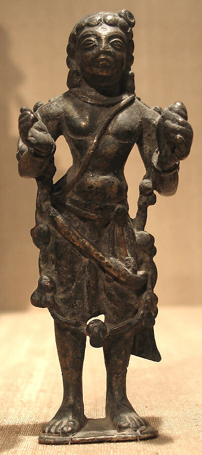 Standing Male Deity (Perhaps Vishnu) Holding a Conch, Bronze, Afghanistan 