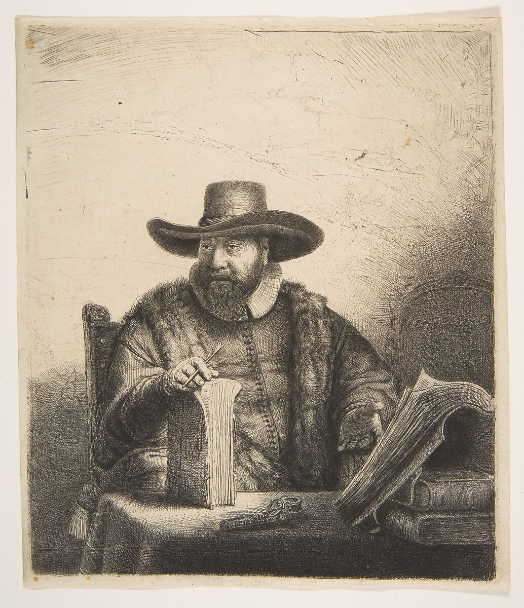 Cornelis Claesz Anslo, Preacher, Rembrandt (Rembrandt van Rijn) (Dutch, Leiden 1606–1669 Amsterdam), Etching and drypoint; third of five states 