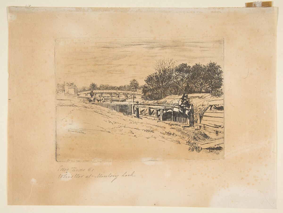 Whistler at Moulsey (Molesey Lock), Edwin Edwards (British, Framlingham, Suffolk 1823–1879 London), Etching