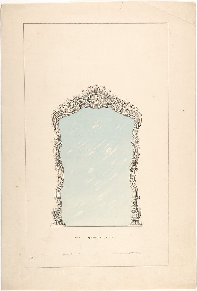 Pier Glass, Robert William Hume (British, London 1816–1904 Long Island City), Pen and ink and watercolor 