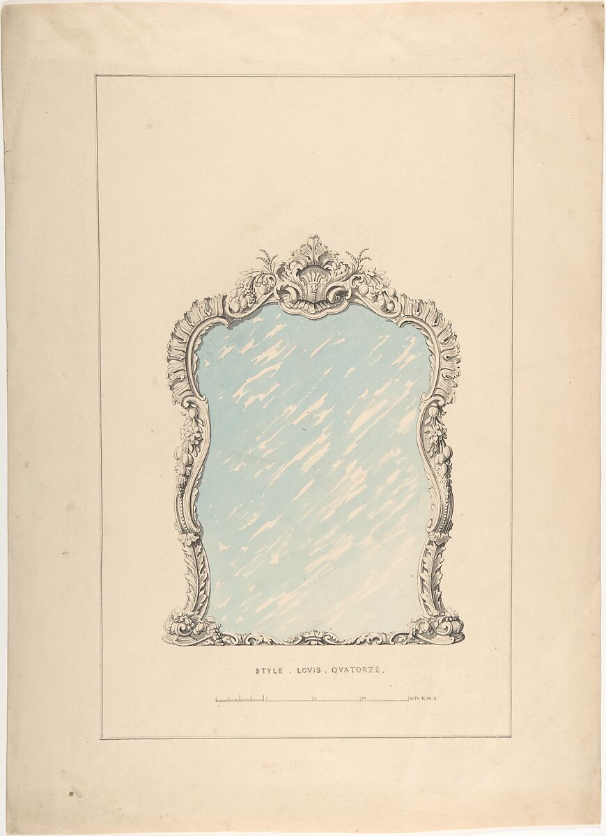 Pier Glass, Robert William Hume (British, London 1816–1904 Long Island City), Pen and ink and watercolor 