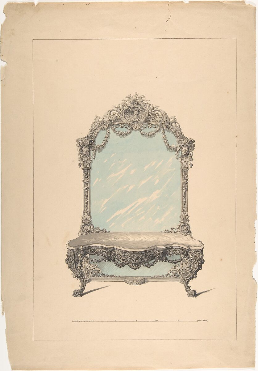 Robert William Hume  Design for a Fancy Table, Louis Quatorze