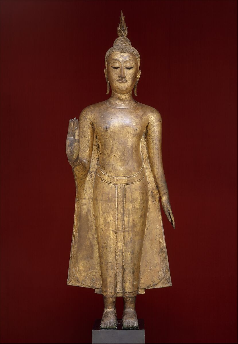 Standing Buddha, Gilt bronze, Thailand 