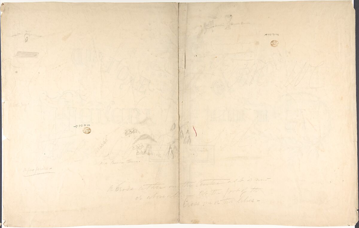 Design for Religious Motto, Robert William Hume (British, London 1816–1904 Long Island City), Graphite