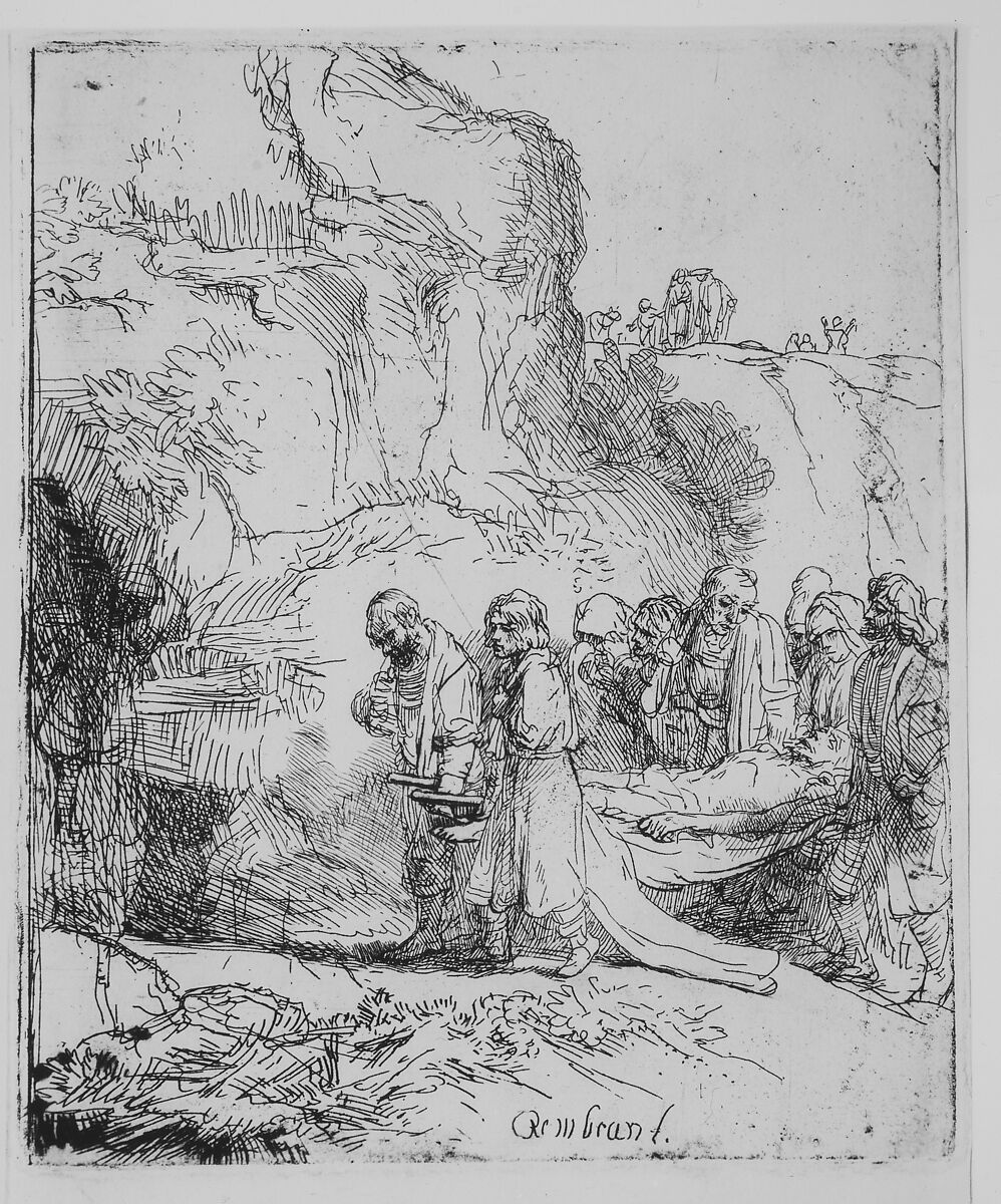 Christ Carried to the Tomb, Rembrandt (Rembrandt van Rijn) (Dutch, Leiden 1606–1669 Amsterdam), Etching and drypoint