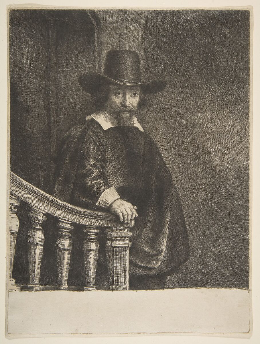 Ephraim Bonus, Jewish Physician, Rembrandt (Rembrandt van Rijn) (Dutch, Leiden 1606–1669 Amsterdam), Etching, engraving and drypoint; second of two states 