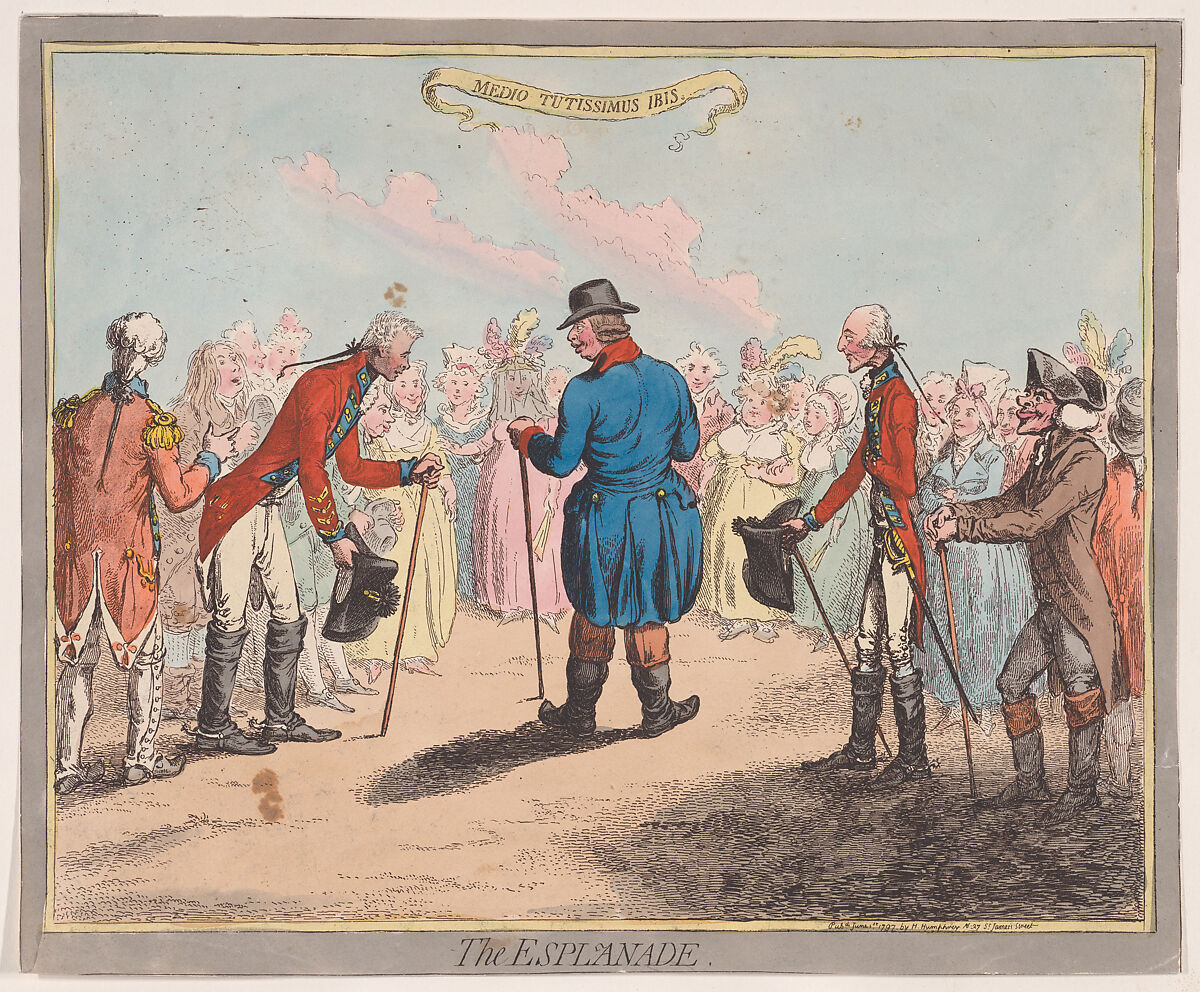 The Esplanade, James Gillray (British, London 1756–1815 London), Hand-colored etching 