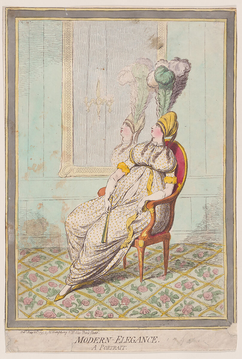 Modern Elegance, a Portrait, James Gillray (British, London 1756–1815 London), Hand-colored etching 
