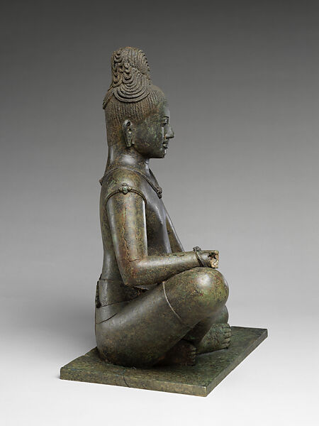 The Bodhisattva Avalokiteshvara Seated in Royal Ease, Copper alloy, silver inlay, Cambodia