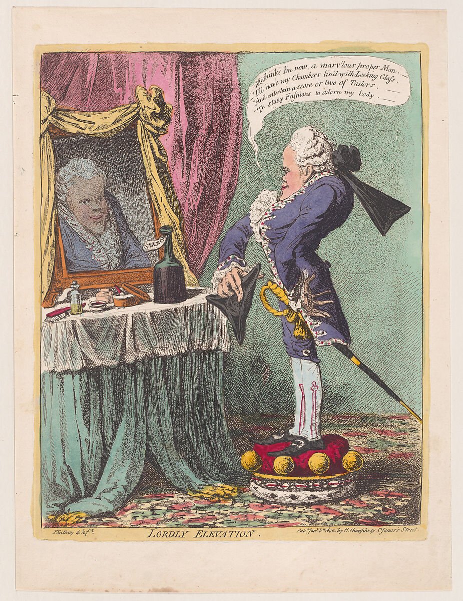 Lordly Elevation, James Gillray (British, London 1756–1815 London), Hand-colored etching 