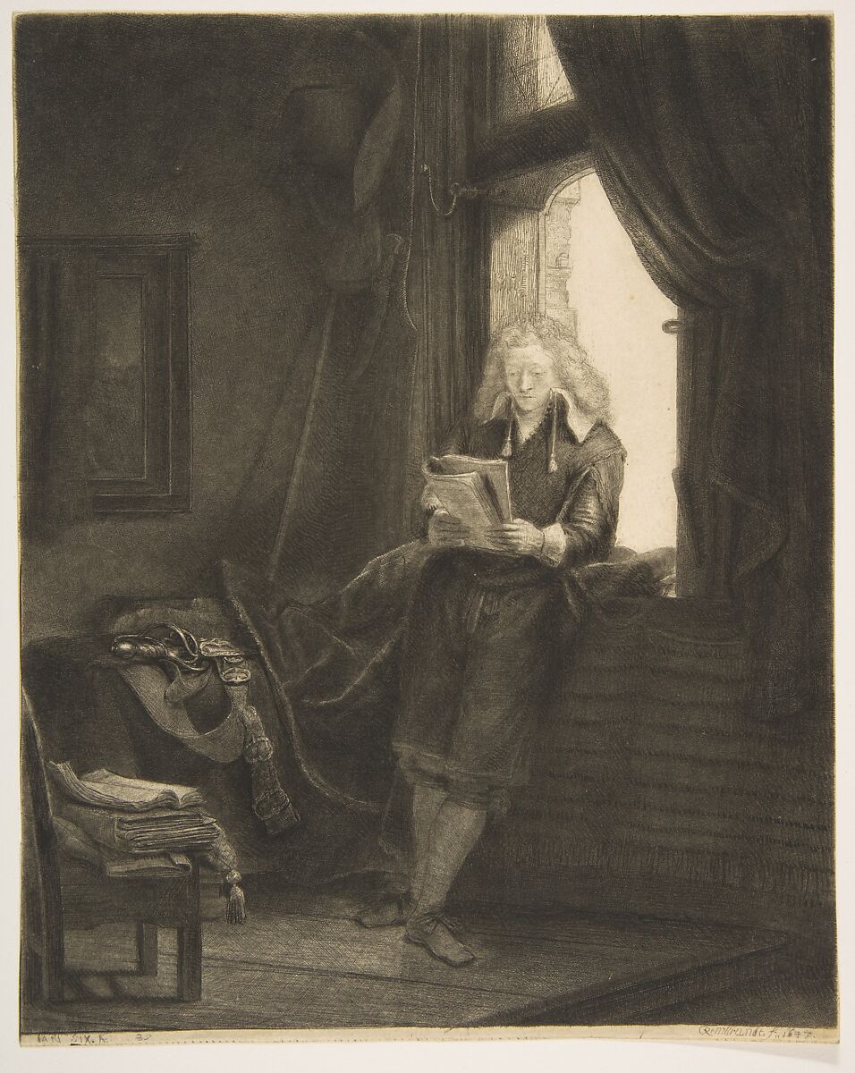 Jan Six, Rembrandt (Rembrandt van Rijn) (Dutch, Leiden 1606–1669 Amsterdam), Etching, engraving and drypoint; fifth of five states 