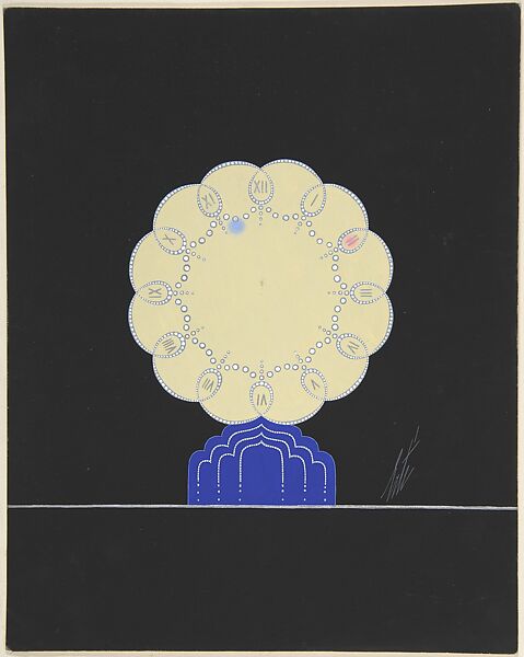 Design for a Clock, Erté (Romain de Tirtoff) (French (born Russia), St. Petersburg 1892–1990 Paris), Goauche and metallic paint 