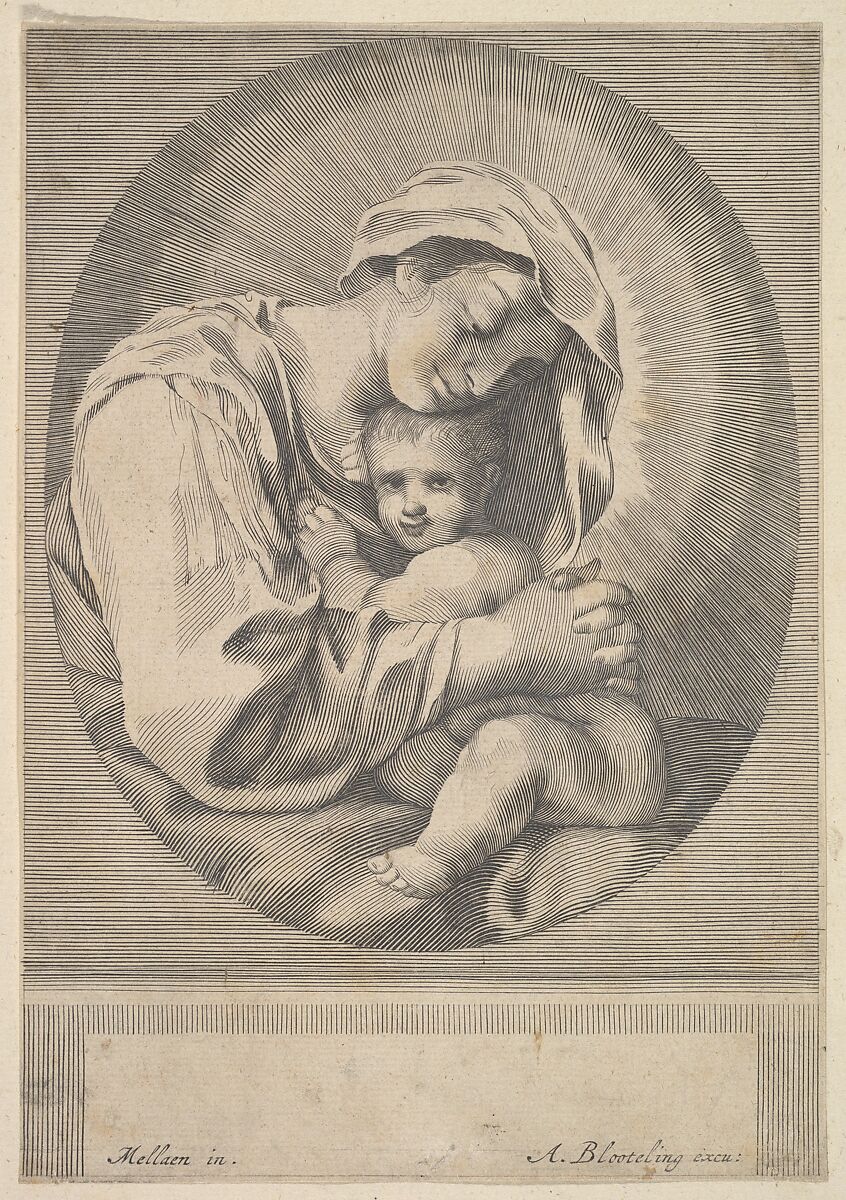 Virgin and Child, Abraham Blooteling (Dutch, 1640–1690), Engraving; reverse copy 