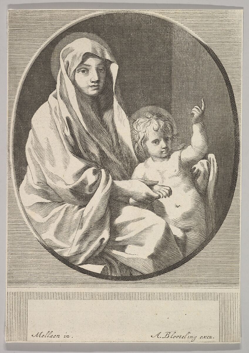 Virgin and Child, Abraham Blooteling (Dutch, 1640–1690), Engraving (reverse copy) 