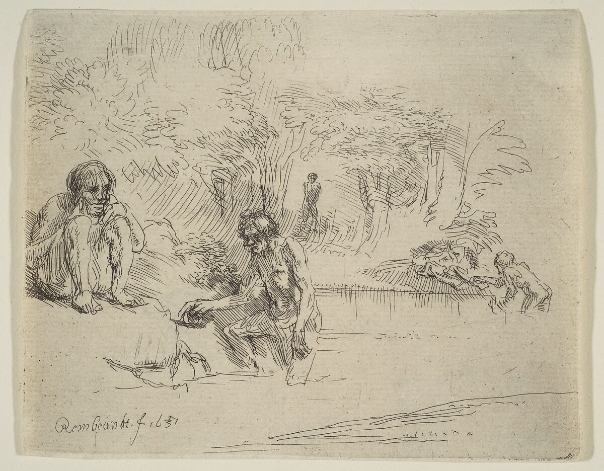 The Bathers, After Rembrandt (Rembrandt van Rijn) (Dutch, Leiden 1606–1669 Amsterdam), Etching 