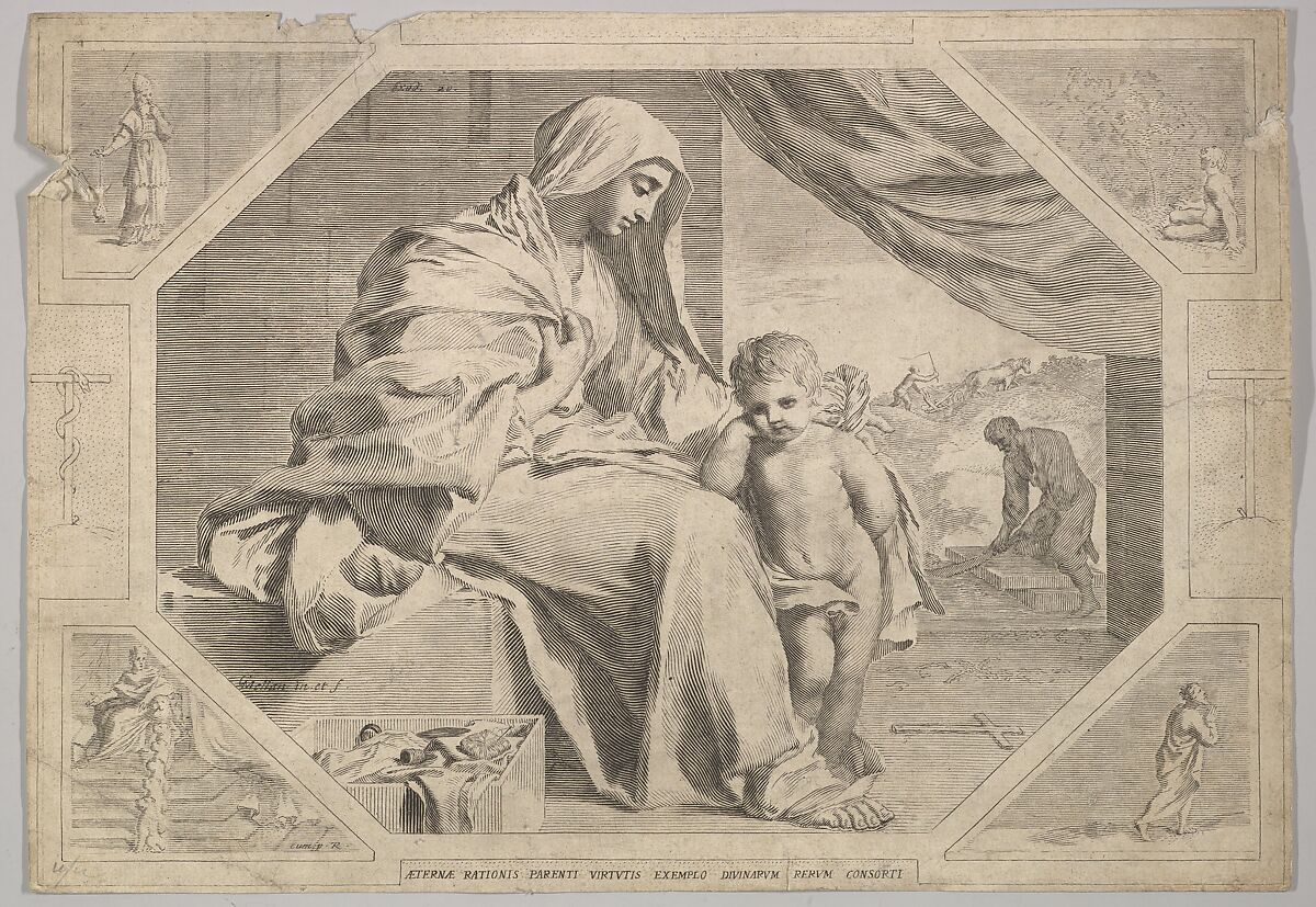 Holy Family, Claude Mellan (French, Abbeville 1598–1688 Paris), Engraving; fourth state of four (BN) 