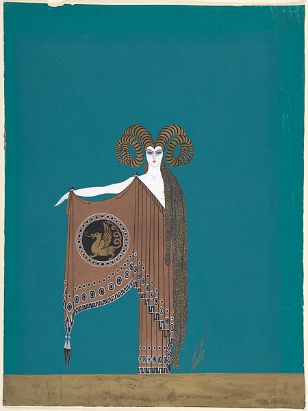 "La Toison d'Or": Costume Design for "The Golden Fables" (1926) George White's Scandals, New York, Erté (Romain de Tirtoff) (French (born Russia), St. Petersburg 1892–1990 Paris), Gouache and metallic paint 