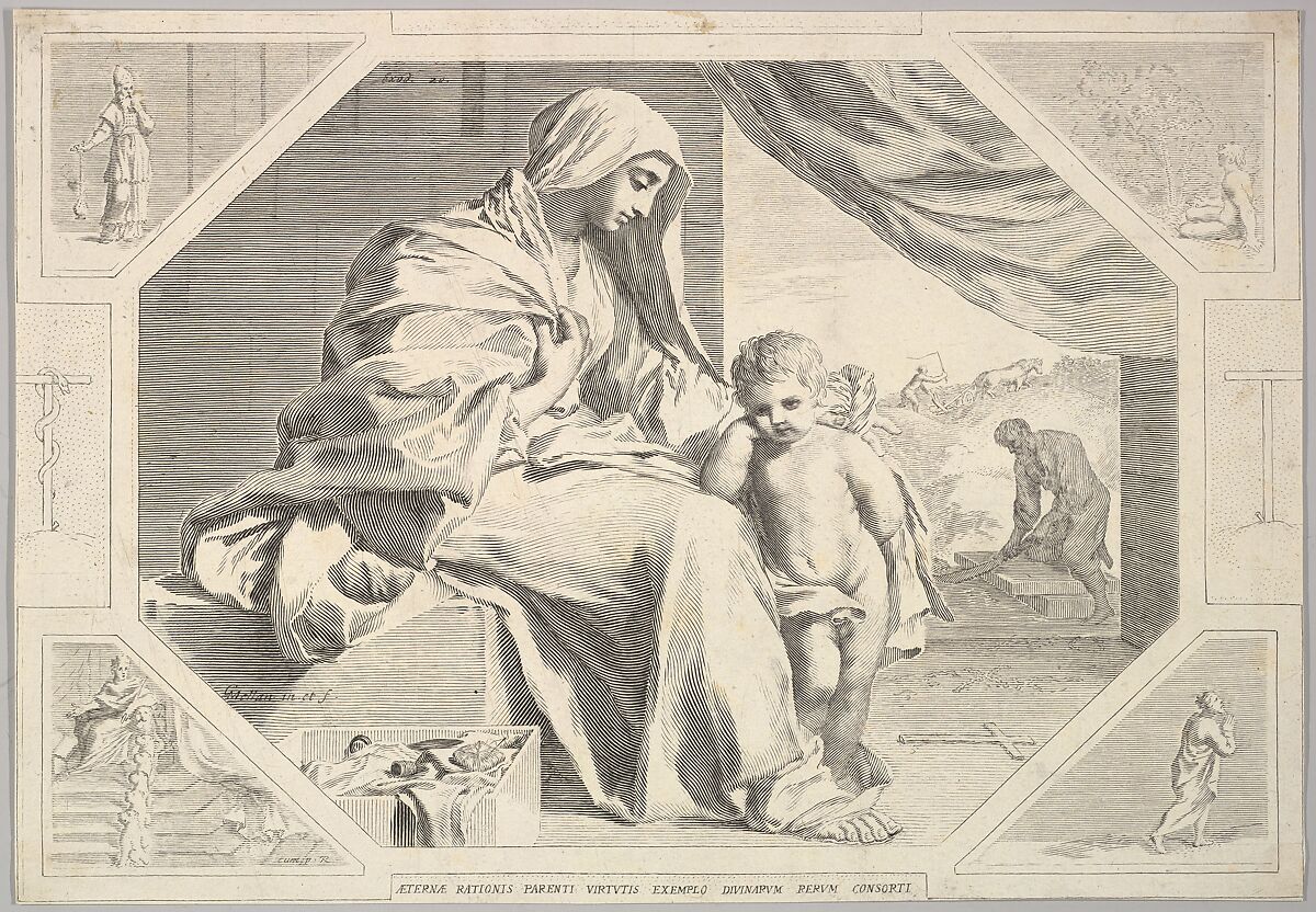 Holy Family, Claude Mellan (French, Abbeville 1598–1688 Paris), Engraving; fourth state of four (BN) 