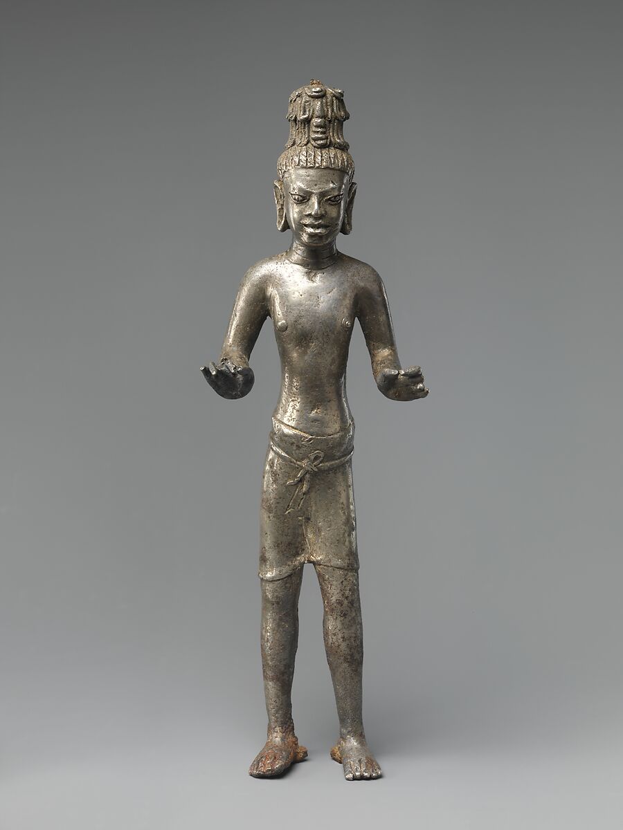 Standing Bodhisattva Maitreya, the Buddha of the Future, Bronze with high tin content, or silver alloy, Thailand (Buriram Province, Prakhon Chai) 