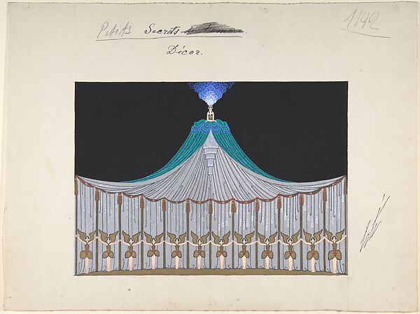 Design for Stage Set, "Petits Secrets Décor" for "Manhattan Mary," Majestic Theater, New York, Erté (Romain de Tirtoff) (French (born Russia), St. Petersburg 1892–1990 Paris) 