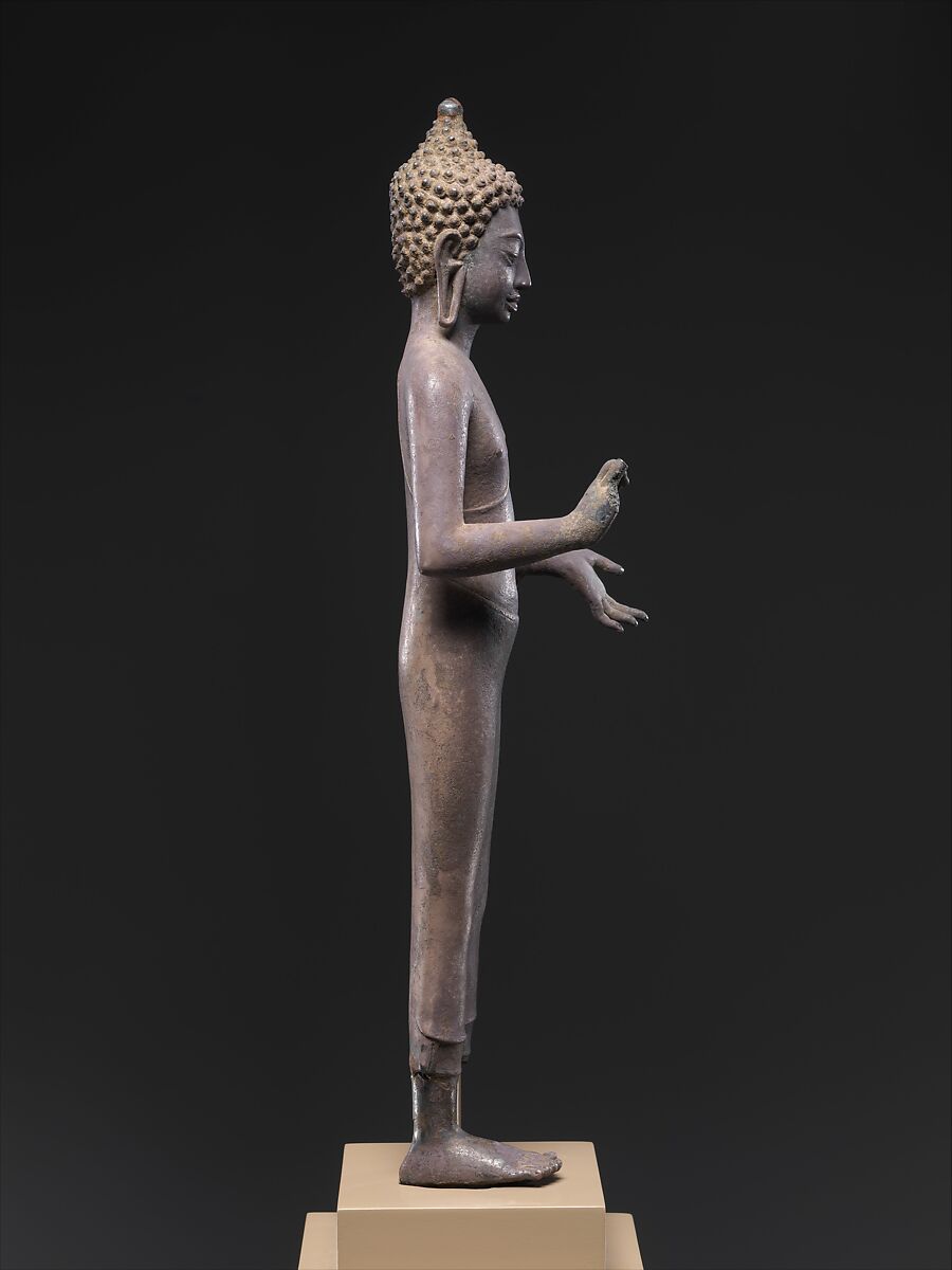 Buddha Preaching, Silver alloy, Central or northeastern Thailand