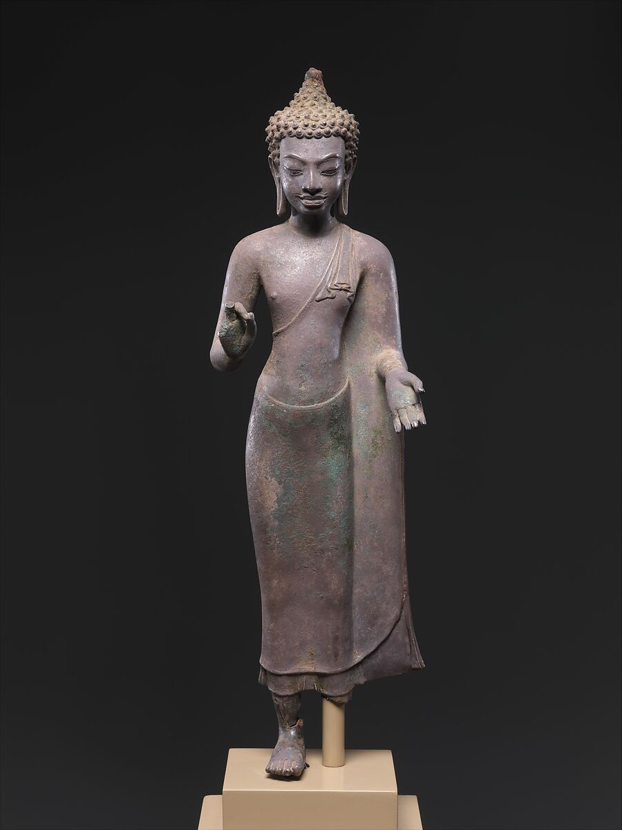 Buddha Preaching, Silver alloy, Central or northeastern Thailand