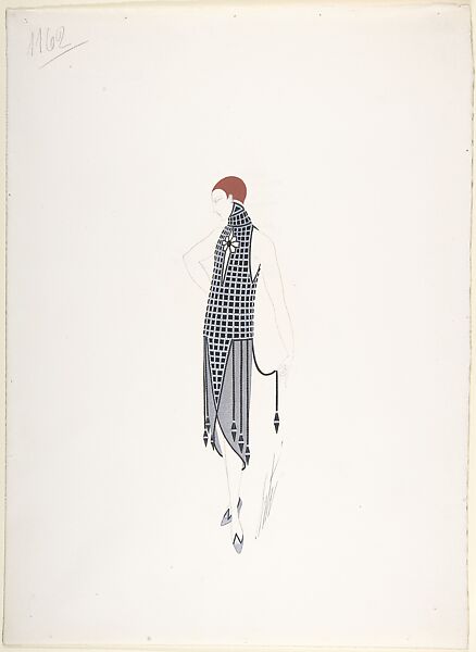 Erté (Romain de Tirtoff) | Design for Beaded Dress in Black and White ...