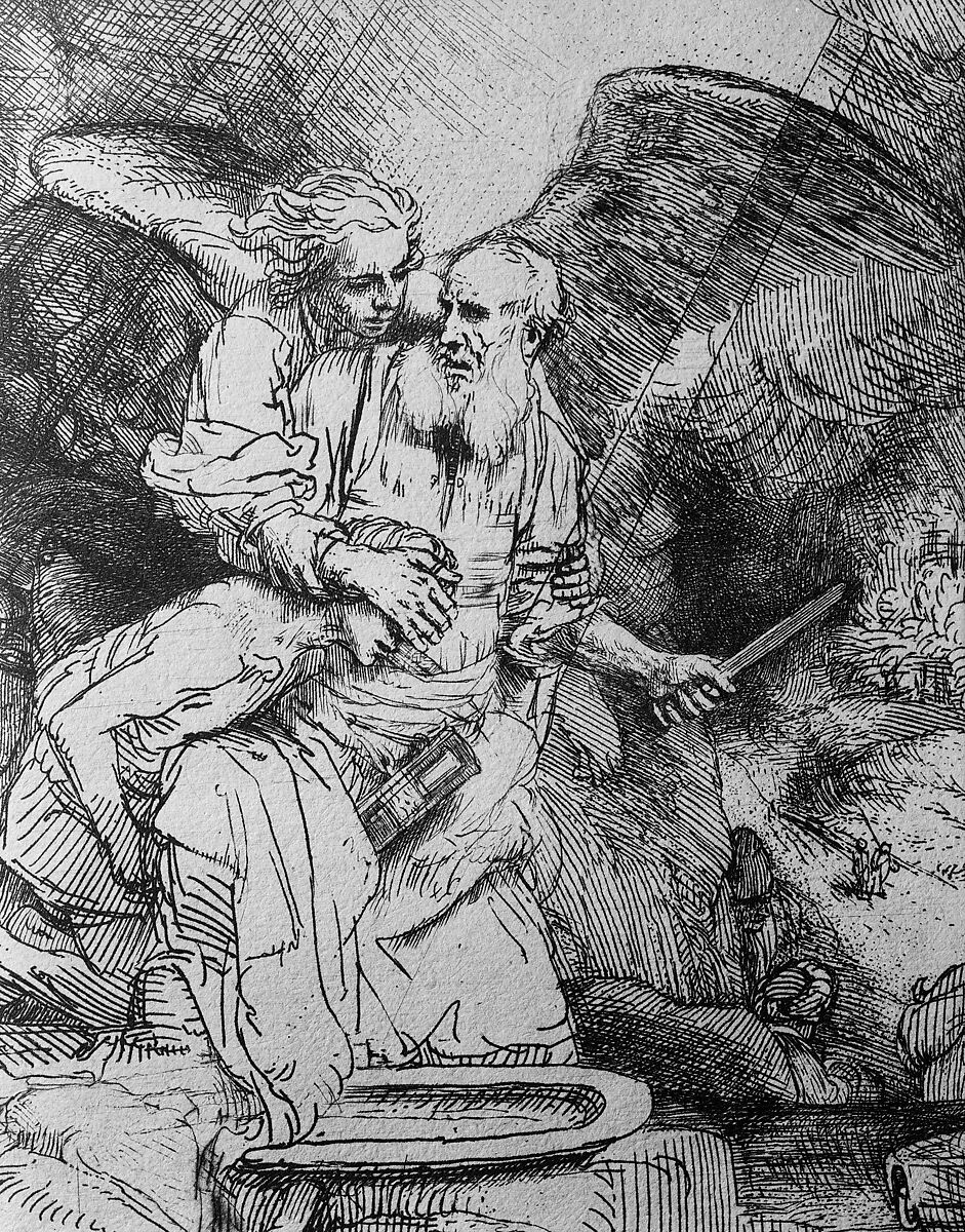 Abraham's Sacrifice, Rembrandt (Rembrandt van Rijn) (Dutch, Leiden 1606–1669 Amsterdam), Etching and drypoint
