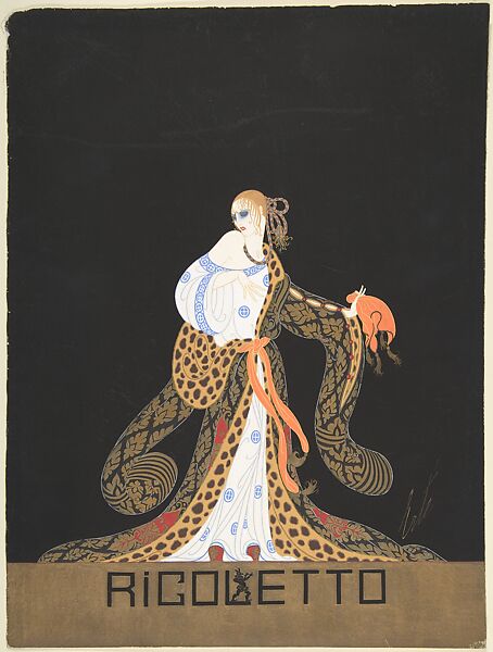 Erté (Romain de Tirtoff) | Design for Blue and White Dress and 