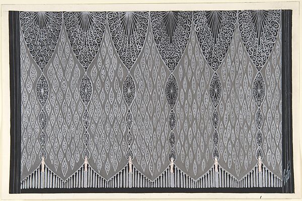 Design for Silver and Black Curtain (Deuxième Voile) for "Les Mariages," George White's Scandals, New York, Erté (Romain de Tirtoff) (French (born Russia), St. Petersburg 1892–1990 Paris) 
