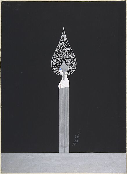 Design for Silver "Porteuse" of "Deuxième Voile" for "Les Mariages," George White's Scandals, Erté (Romain de Tirtoff) (French (born Russia), St. Petersburg 1892–1990 Paris) 