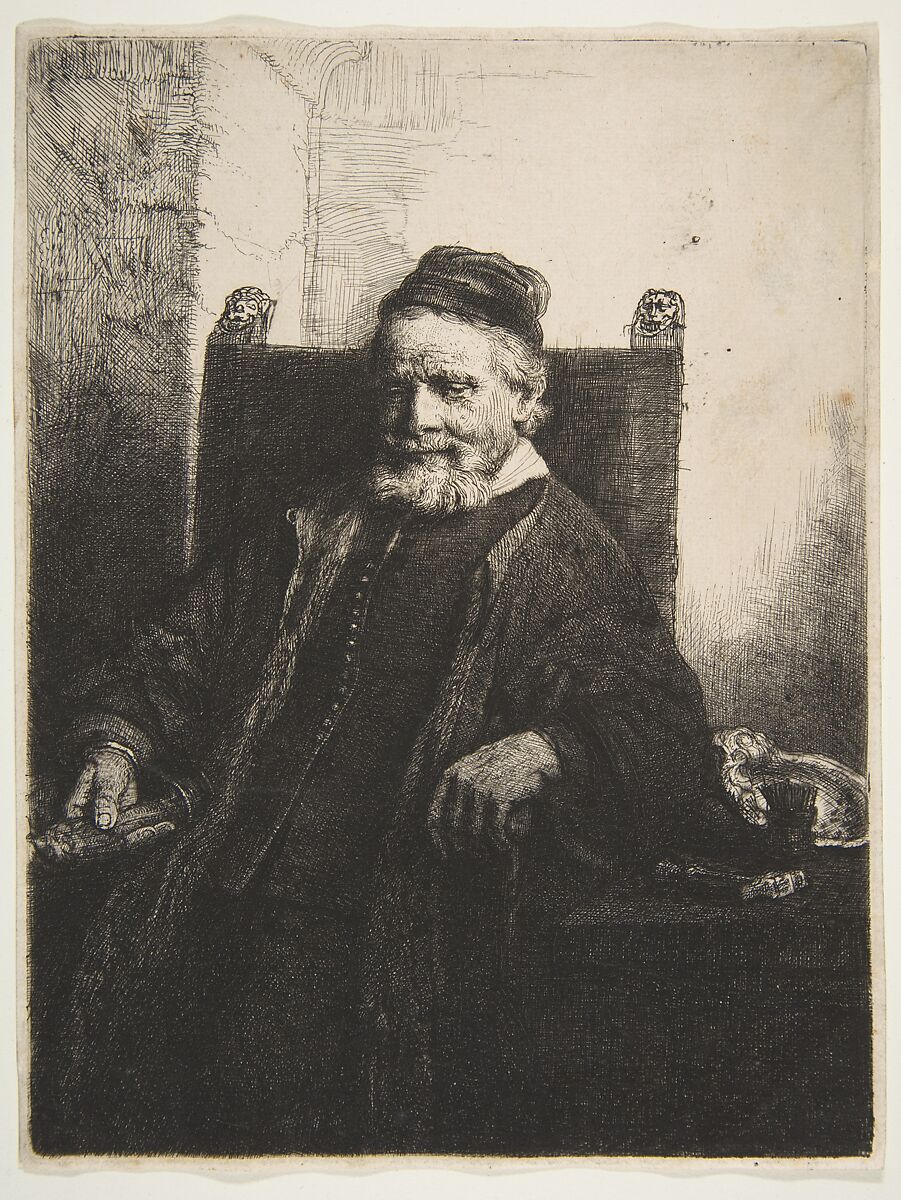 Jan Lutma, Goldsmith, Rembrandt (Rembrandt van Rijn) (Dutch, Leiden 1606–1669 Amsterdam), Etching, engraving and drypoint; first of four states 