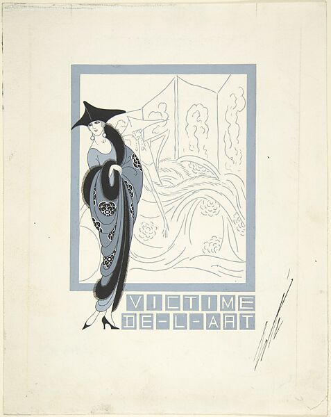 "Victime de l'art. . . ," Illustration for "Harper's Bazar", Erté (Romain de Tirtoff) (French (born Russia), St. Petersburg 1892–1990 Paris), Ink and gouache 